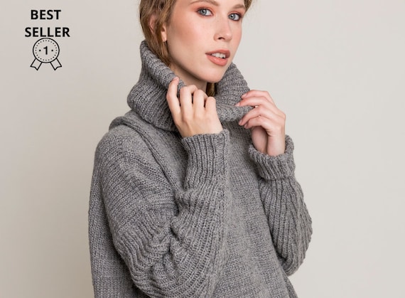 Wool turtleneck sweater women's sale