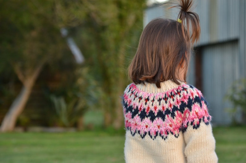 Matching Boys wool coat Wool Fair isle sweater icelndic sweater blue baby sweater,vintage kids,Toddler chunky knit cozy kids cardigan