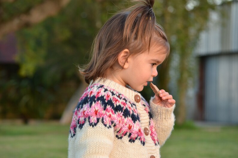 Matching Boys wool coat Wool Fair isle sweater icelndic sweater blue baby sweater,vintage kids,Toddler chunky knit cozy kids cardigan