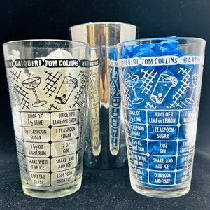 Vasos mezcladores de cóctel vintage de Federal Glass Company (2) MÁS vaso mezclador