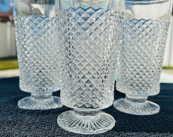 Vintage Westmorland Glass Company English Hobnail Footed Ice Tea Cocktail Tumbler Glasses, Set of 4