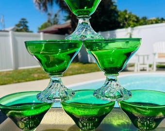 Copas de cóctel/champán Anchor Hocking Burple Inspiration de color verde esmeralda, juego de 6