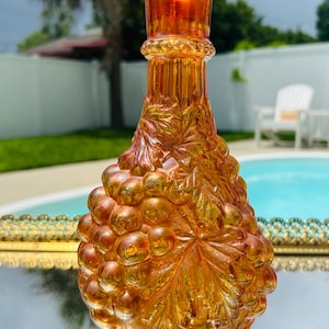 Imperial Glass Company Marigold Carnival Glass Bottle Decanter Antique