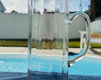 Hand-blown Paneled Glass Martini/Cocktail Pitcher Vintage