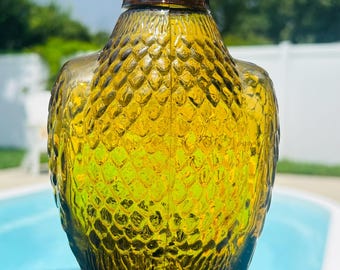 Carafe vintage en verre ambré Eagle, style Empoli, Taiwan, VIDE
