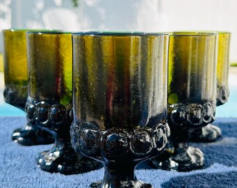 Tiffin Franciscan Madeira Olive Green Footed Cordial Glasses, Set of 6 (6 oz)
