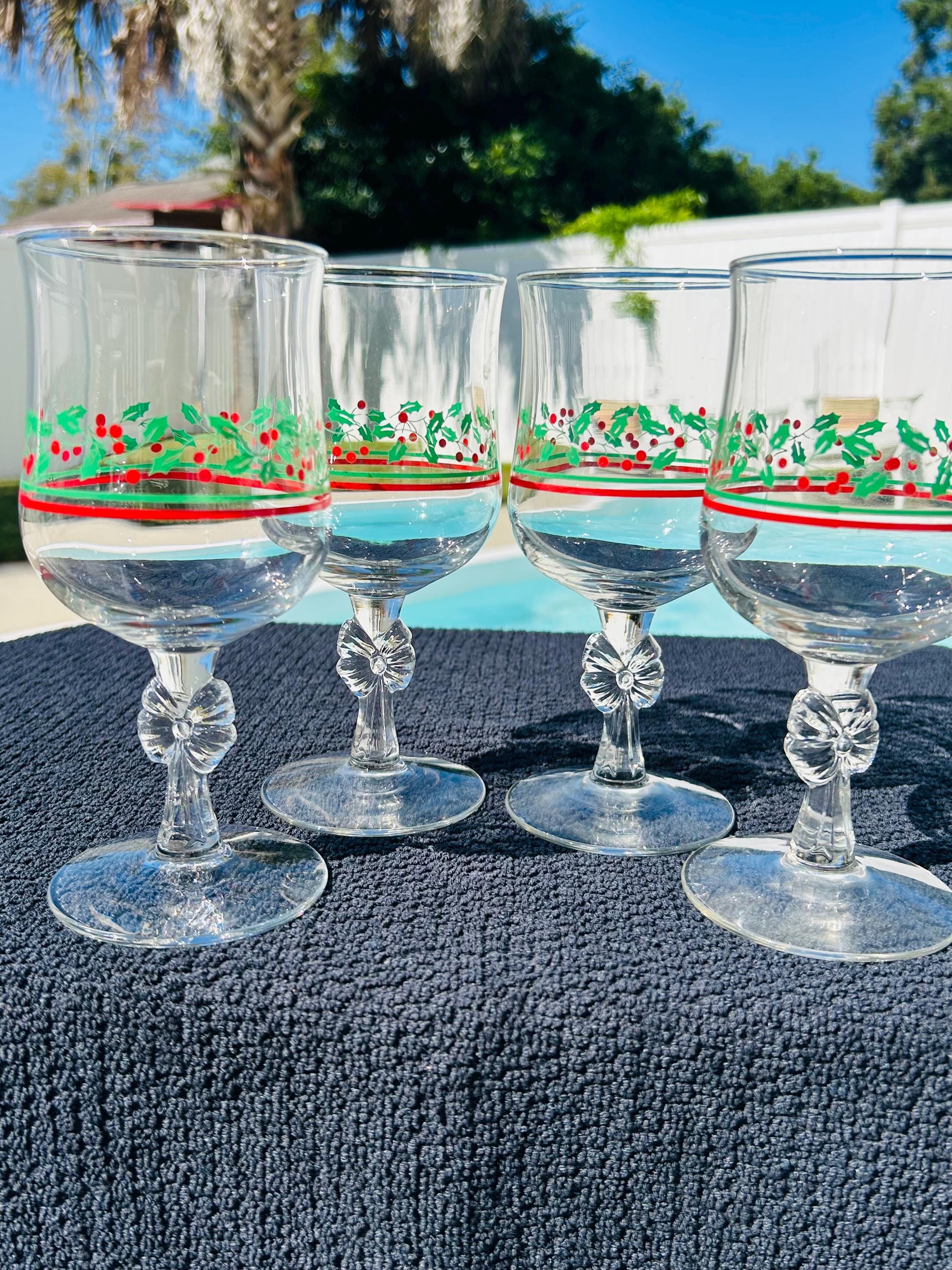 Arby's Glassware Christmas Collection Biw Stem Wine Cocktail Glasses, Set  of 4 - Etsy