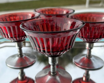 Art Deco short stemmed coupe cordial glasses (4)