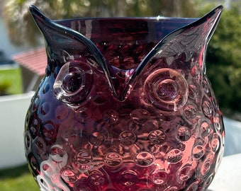 Art Glass Amethyst “Owl” vase/pitcher