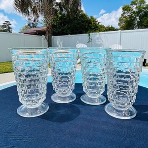 Indiana Glass Whitehall Cubist Ice Tea Tumblers Clear  (4)