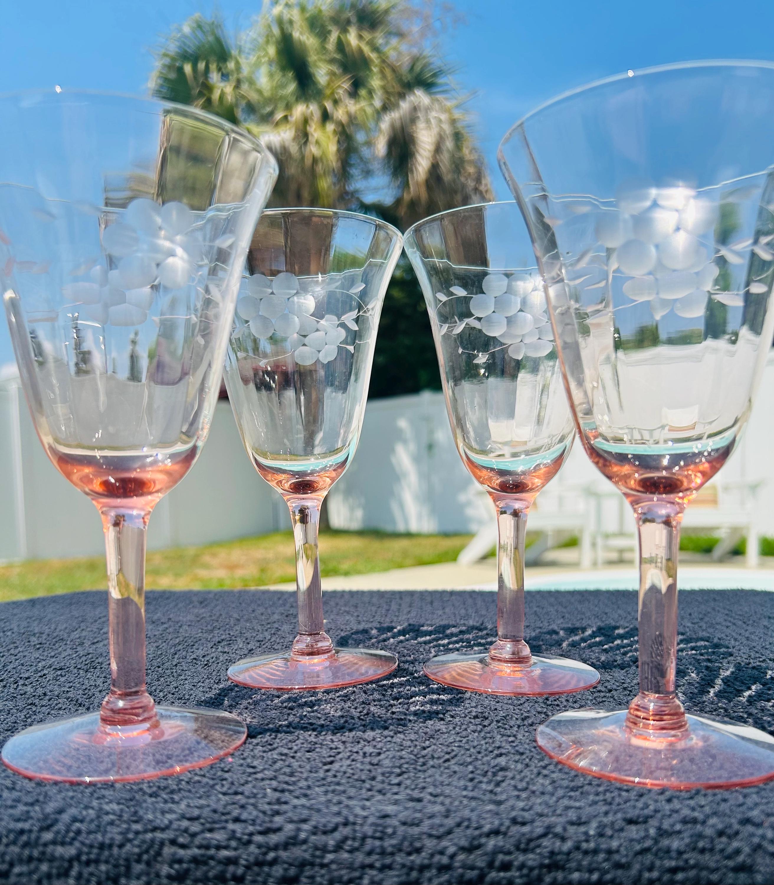 Pink Depression Wine Glasses - Etsy