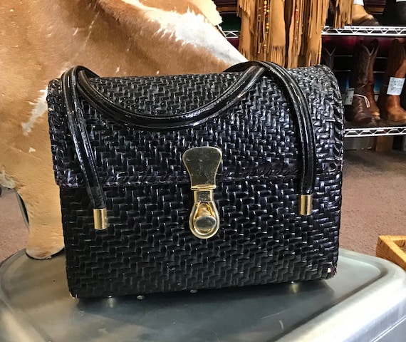 Black coated wicker gold hardware