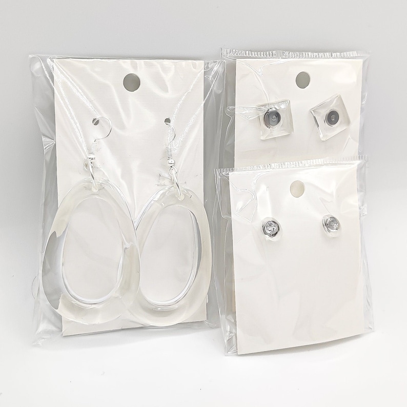 One Pair Transparent Clear Resin Studs Dangly Earrings