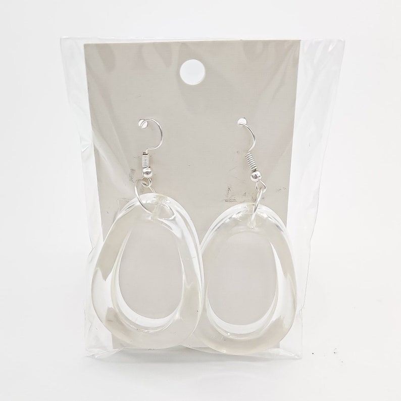 One Pair Transparent Clear Resin Studs Dangly Earrings