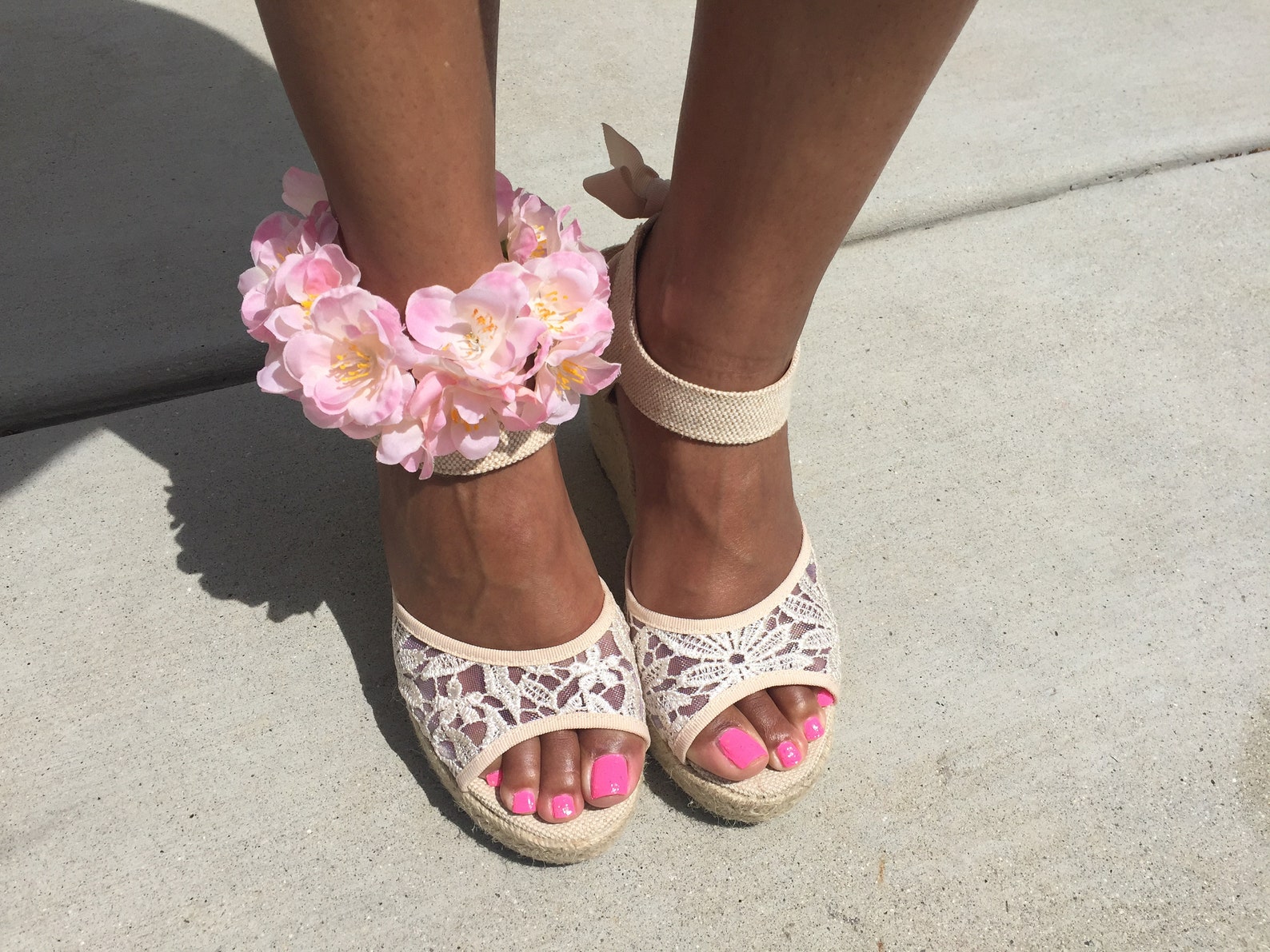 Beautiful Pink Flower Anklet Statement Anklet Etsy