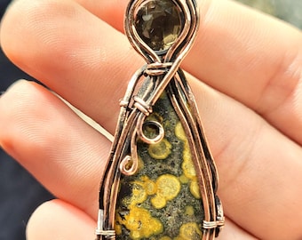 Ocean Jasper and Smoky Quartz set in Polished Copper