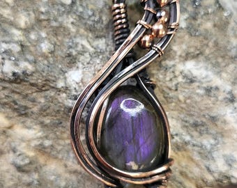 Purple Labradorite in Polished Copper