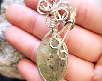 Prehnite Pendant in Argentium Silver