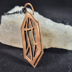 Copper and Jasper polished wire wrapped pendant