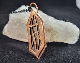 Copper and Jasper polished wire wrapped pendant