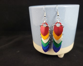 Dainty Pride Rainbow Scalemail Earrings