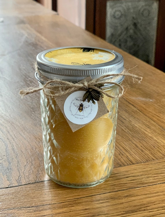 Unscented - Organic Beeswax Candles with Wooden Crackle Wick - 8oz