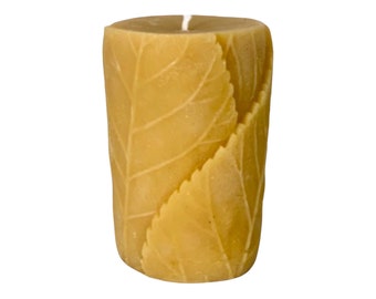 Leaf Beeswax Large Pillar Candle FREE SHIPPING