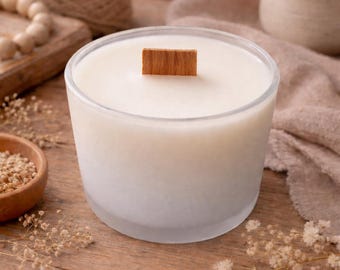 Hand-Poured Beeswax Candle | Frosted Glass, Bamboo Lid, Choice of Scent