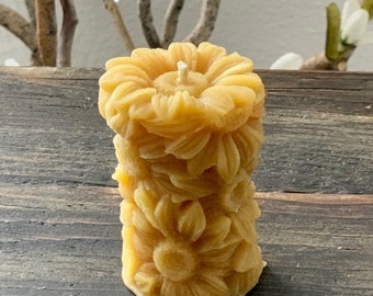 Flower Beeswax Pillar Candle FREE SHIPPING