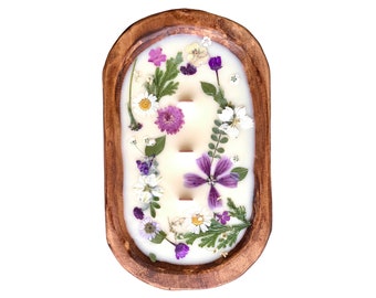 Botanical Dough Bowl Candle: Wood Wick Beeswax, Essential Oil Infusion