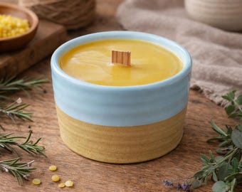 Rustic Simple Beeswax Wood Wick Candle