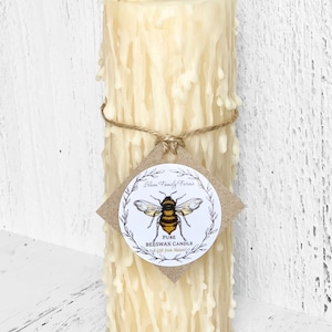 Beeswax Organic White Drip 3 Inch, 6 Inch or 10 Inch Pillar Candle FREE SHIPPING