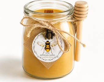 Pure Organic Beeswax Candle – Crackling Wood Wick – Gold Beeswax Jar Candle – Essential Oil Infused or Unscented – Gift Box Included