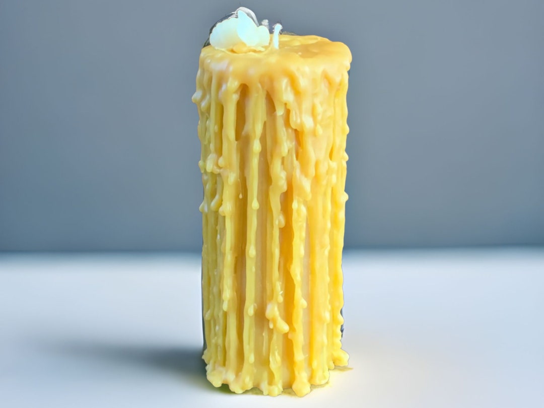 Beeswax Drip Pillar Candle 6 or 10 FREE SHIPPING Etsy