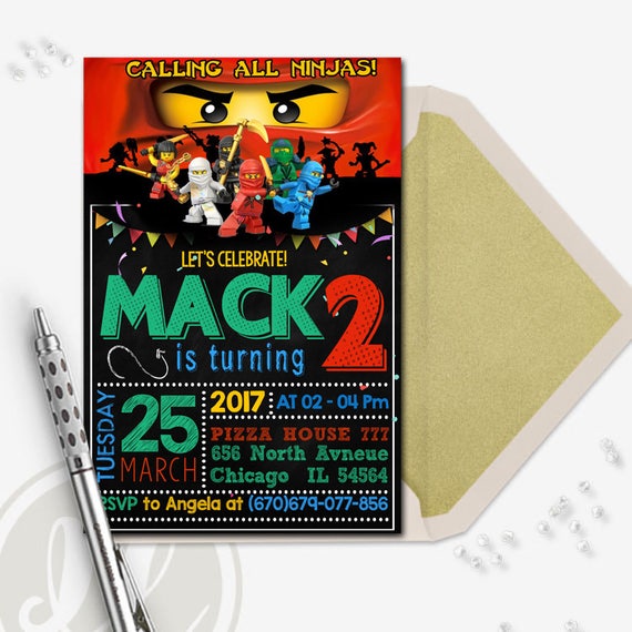 Ninjago Birthday Invitation Ninjago Birthday Invites Ninjago Etsy