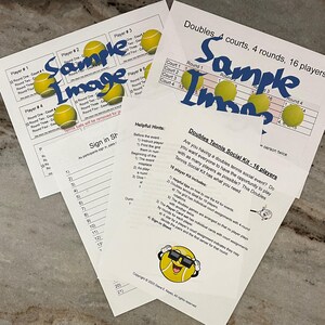 Materiais para eventos de tênis de duplas para 16 jogadores - Os participantes nunca jogarão com a mesma pessoa duas vezes