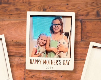 Mother's Day Gift Wood Polaroid Picture Frame Magnet | Wooden Magnetic Photo Frame | Gift for Her, Gift from Kids | Gift for Mom