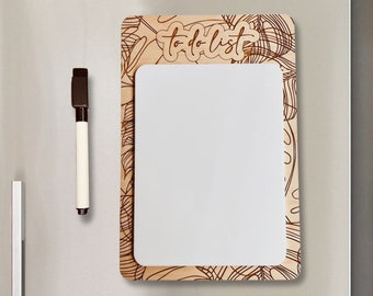 Magnetic Fridge To Do List: Wood & Acrylic Dry Erase Board