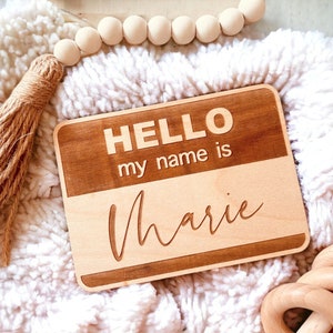 Personalized Wood Newborn Name Sign: Laser Engraved Baby Photo Prop