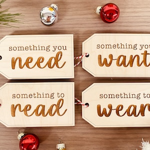 Christmas Gift Tag Set // Something to read, something you need, something you want, something to wear