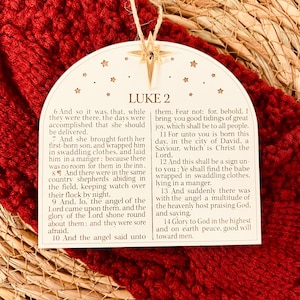 Christian Christmas Ornament, Luke 2 Bible Verse Nativity Ornament, Religious Ornament, Christian Christmas decor