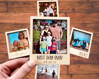Custom magnetic photo frame, personalized magnetic wood photo frame, photo gift, photo magnet