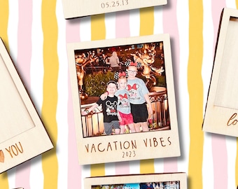 Vacation Wood Picture Frame Magnet, Wooden Magnetic Photo Frame, Magnet frame for photo