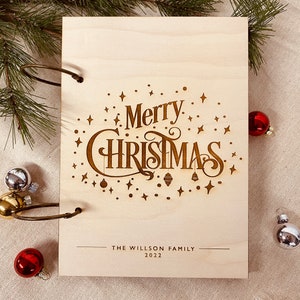 Christmas card keeper // Merry Christmas decor // wooden personalized card keepsake