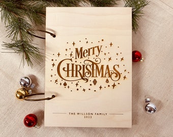 Christmas card keeper // Merry Christmas decor // wooden personalized card keepsake