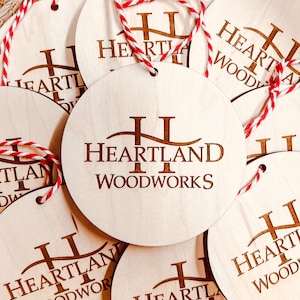 Custom Business Logo Wood Engraved Christmas Ornament / Company Holiday Gift Ornament / Corporate Christmas Gift Ornament