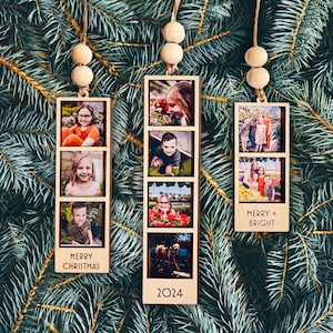 Photo Ornament, Christmas Ornament, Photo Strip Ornament, Personalized Photo Strip Christmas Ornament, Christmas Ornament Photo Frame