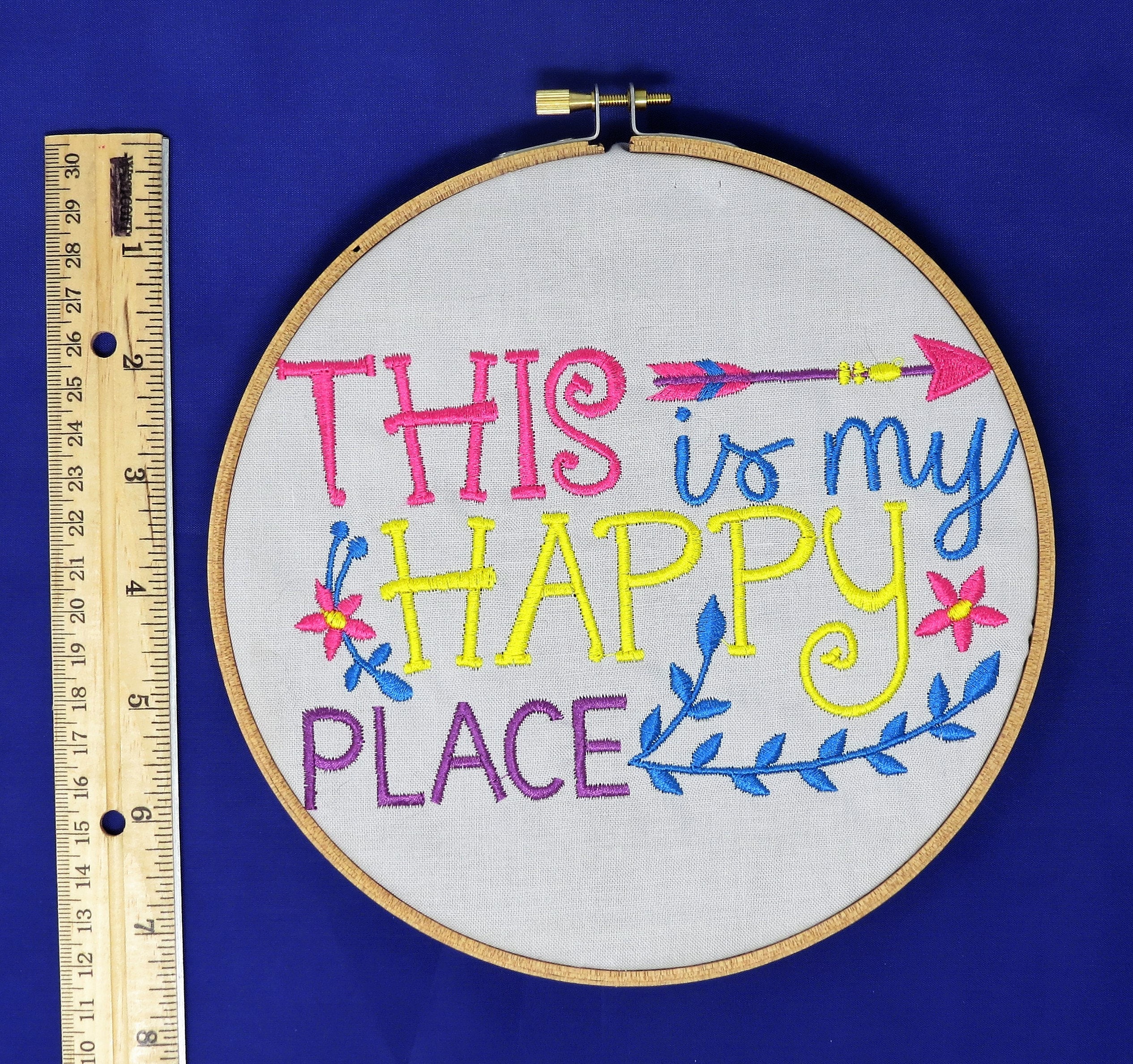 This is My Happy Place Quilt Square Hoop Art Framed Arrow Etsy