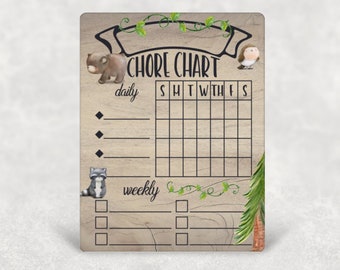 Chore Or Goal Chart Weekly Forest Theme Dry Erase Board Whiteboard For Kids Children Toddler Erasable Reusable Organize Home Daily Boy Room