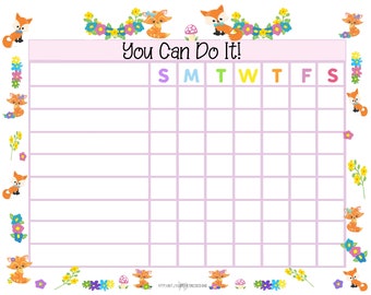 Chore Goal Chart Weekly Foxes Dry Erase Board Whiteboard For Kids Children Toddler Erasable Reusable Organize Home Daily Girl Room